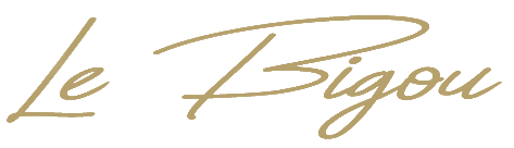 Logo signature manuscrite du restaurant d'Annecy "Le Bigou" en lettres d'or